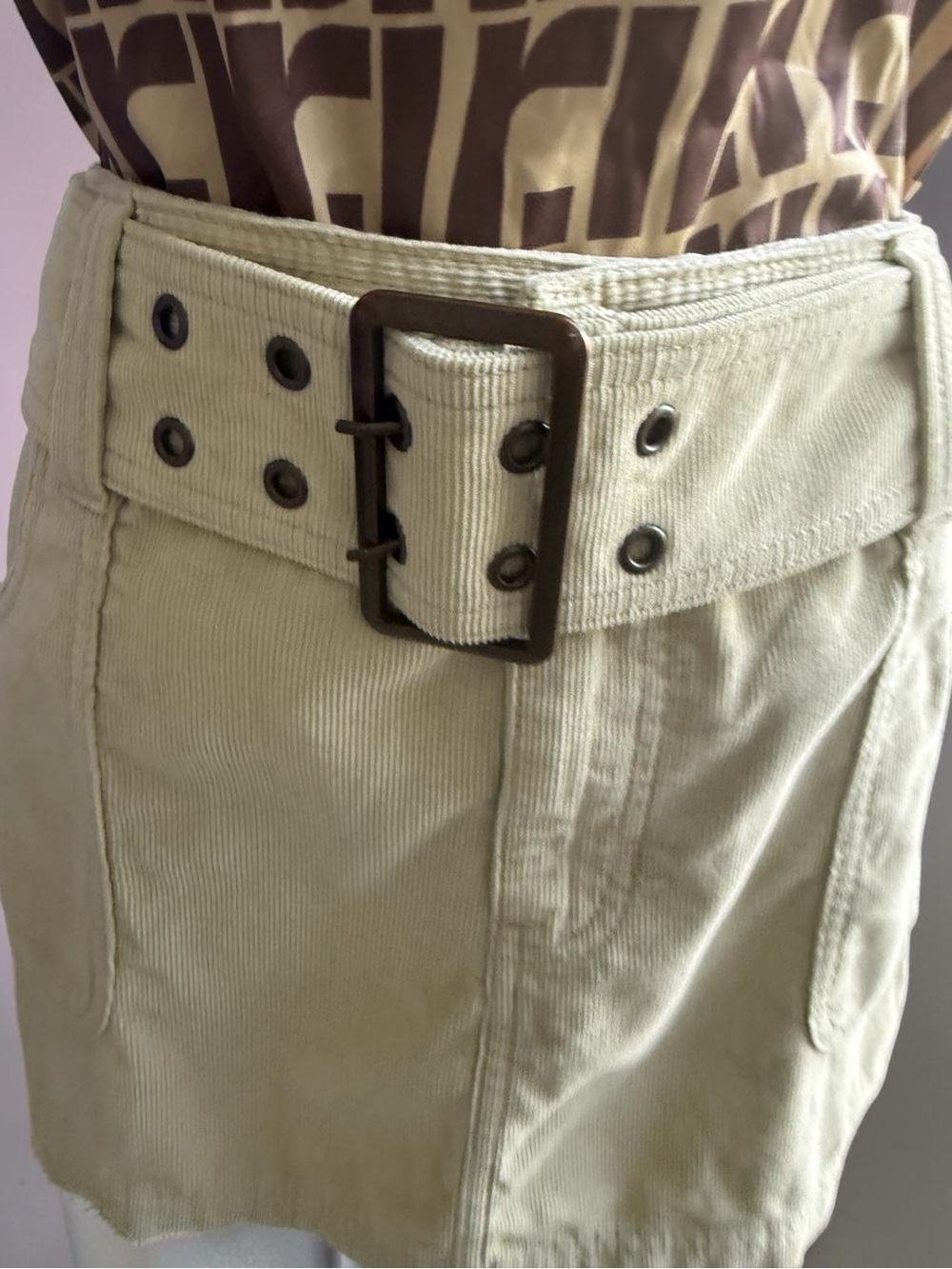 Abercrombie & Fitch Neutral Beige Corduroy Mini Skirt - Picture 13 of 15